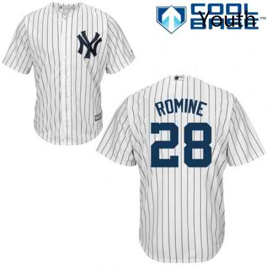 Youth Majestic New York Yankees 28 Austin Romine Replica White Home MLB Jersey
